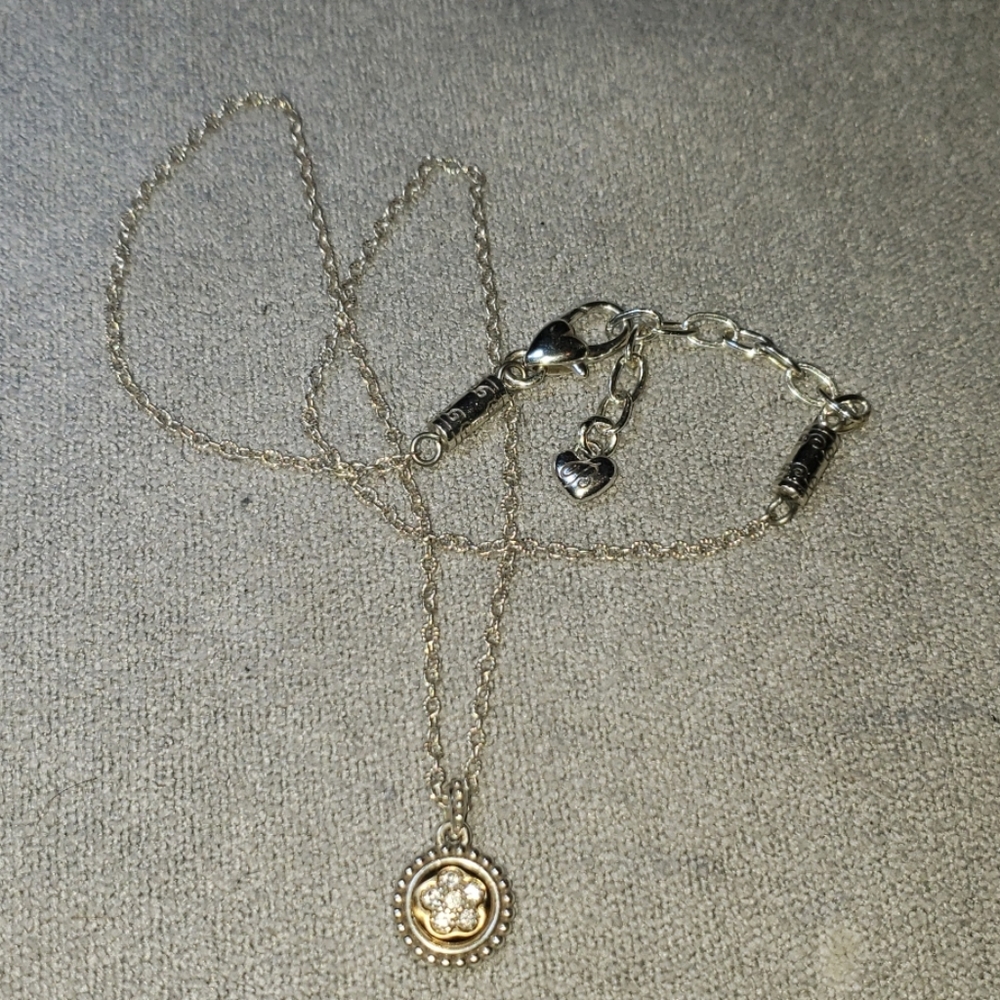 Brighton gold and pave flower necklace